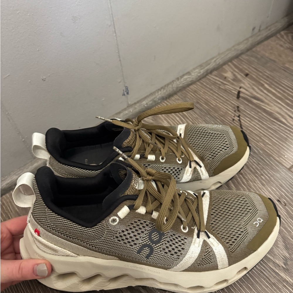 On Running Olive and Black Sneakers
